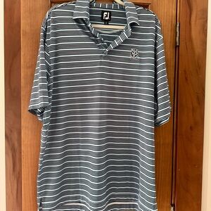 FJ FootJoy Polo Golf Shirt Mens Size XL Blue Striped Embroidered Illini